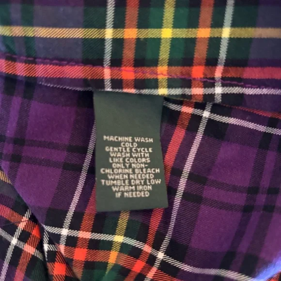Ralph Lauren Lauren Jeans Co. Women's  Purple Plaid Shirt Large Button Up Preppy - Picture 12 of 12